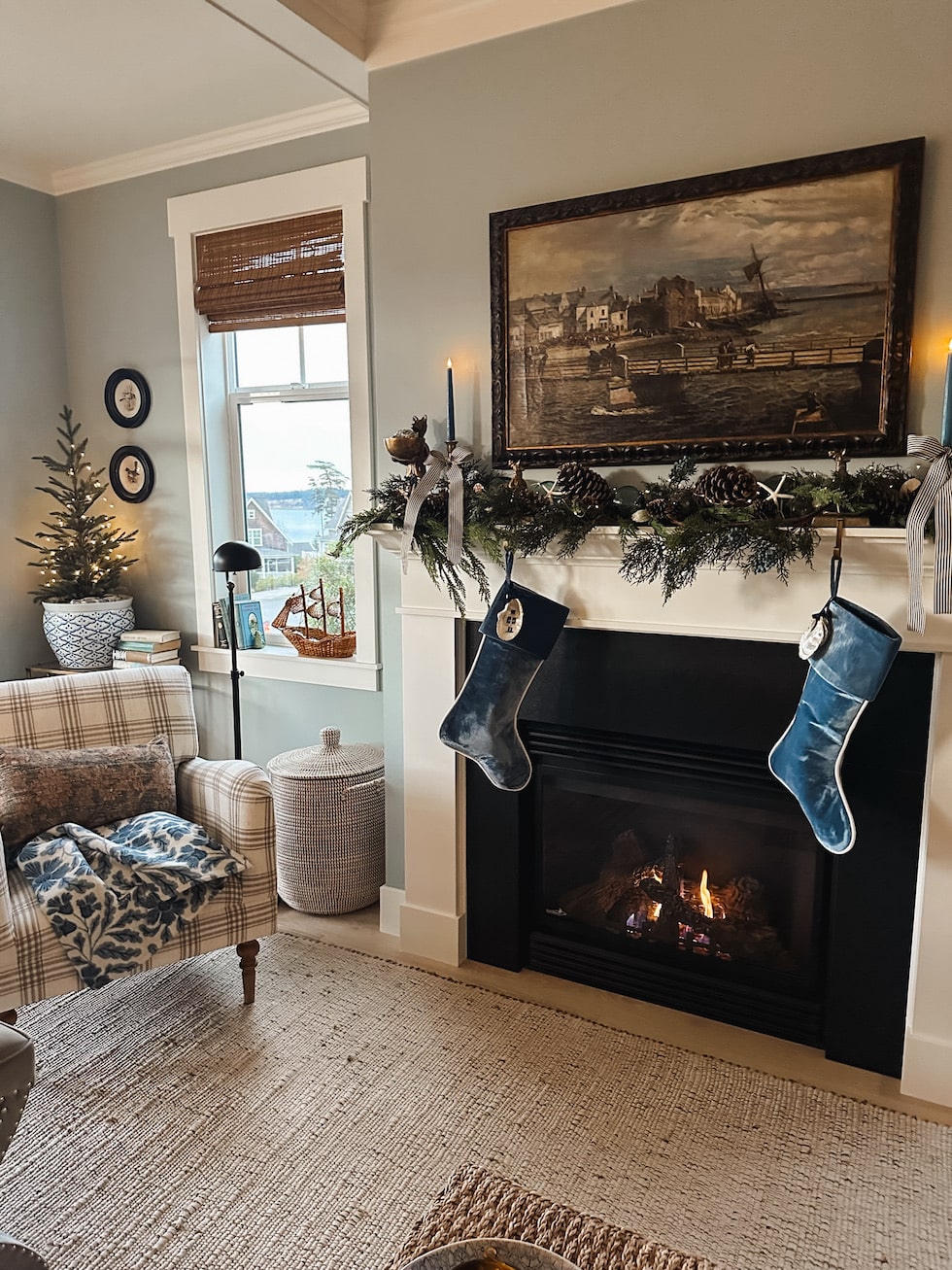 Our Coastal Christmas Mantel