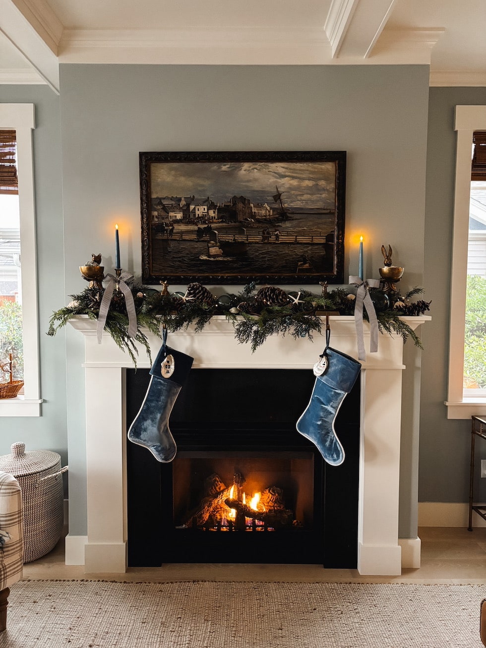 Our Coastal Christmas Mantel