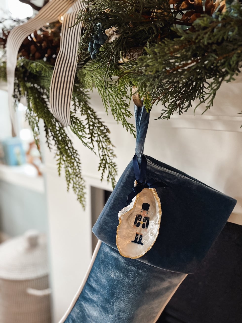 Our Coastal Christmas Mantel