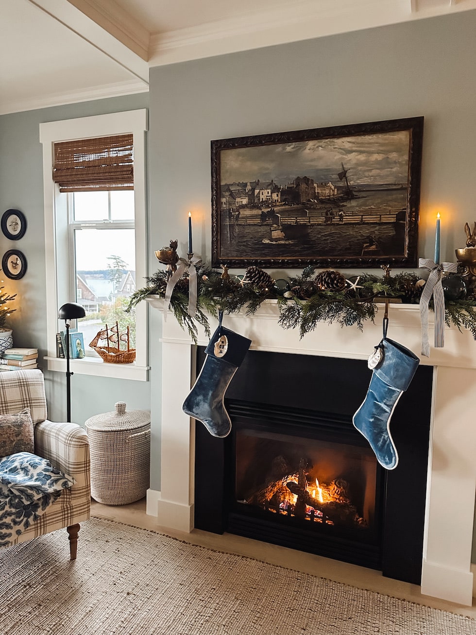 Our Coastal Christmas Mantel