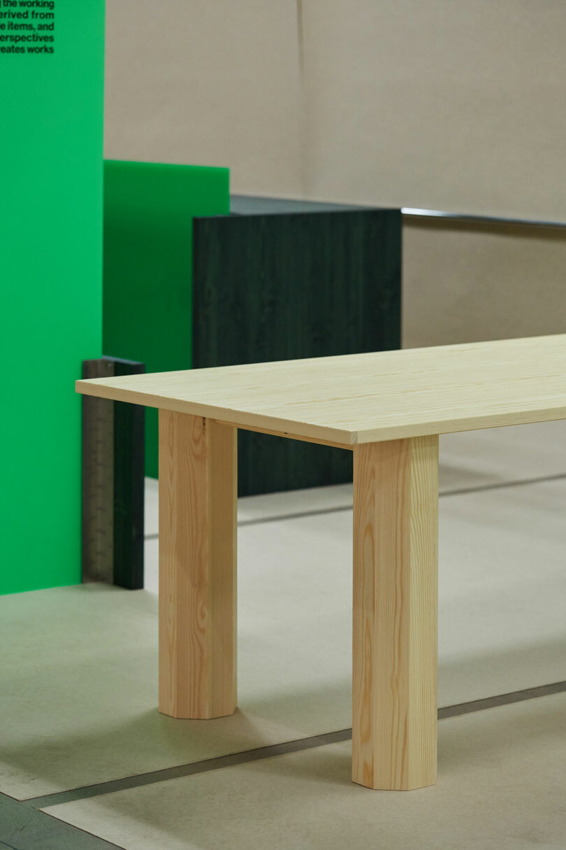 Two geometric table legs