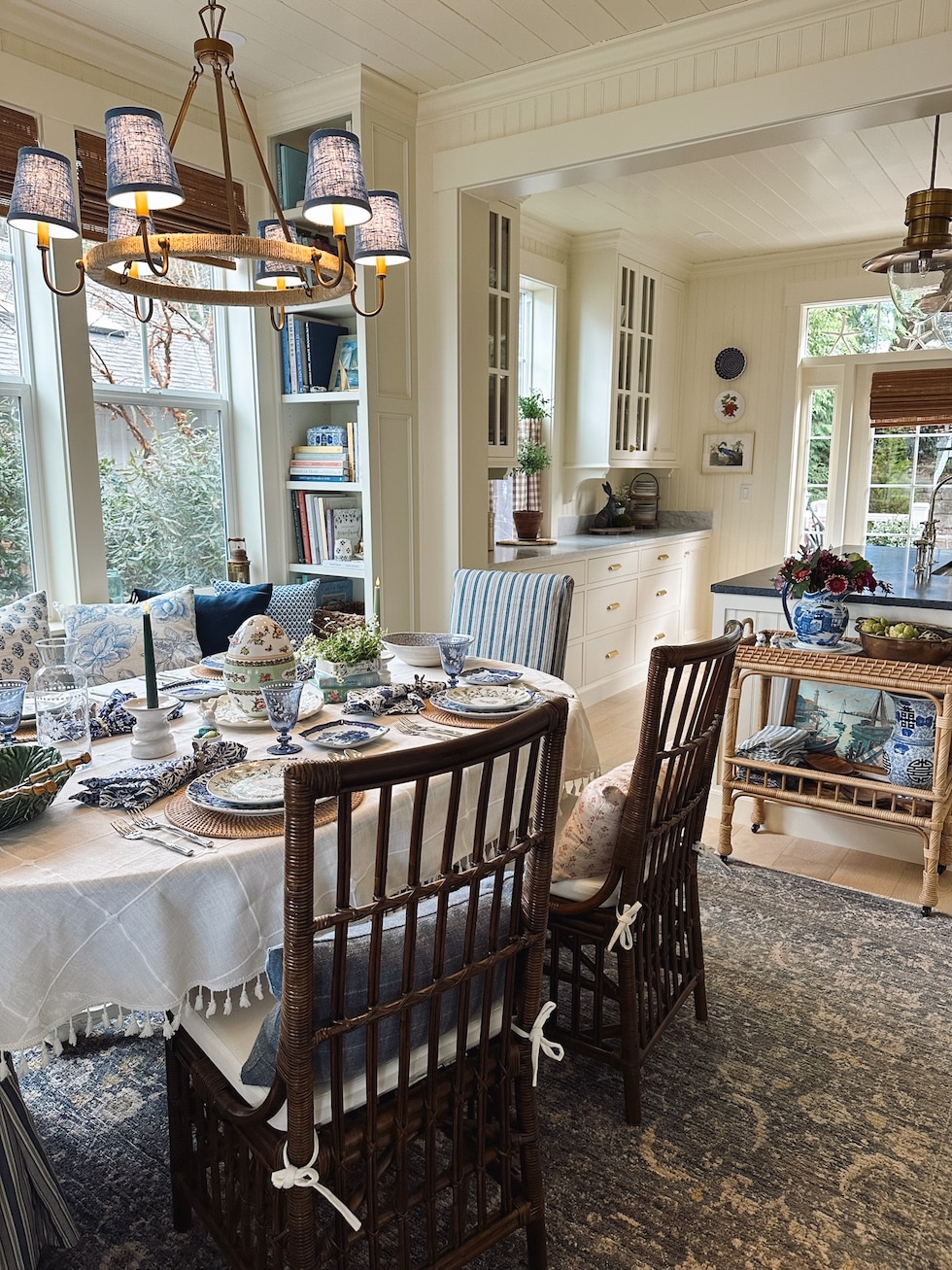 Our Blue and White and Green Easter Table