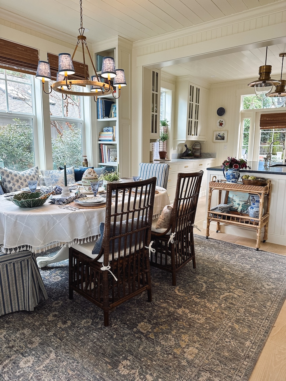 Our Blue and White and Green Easter Table