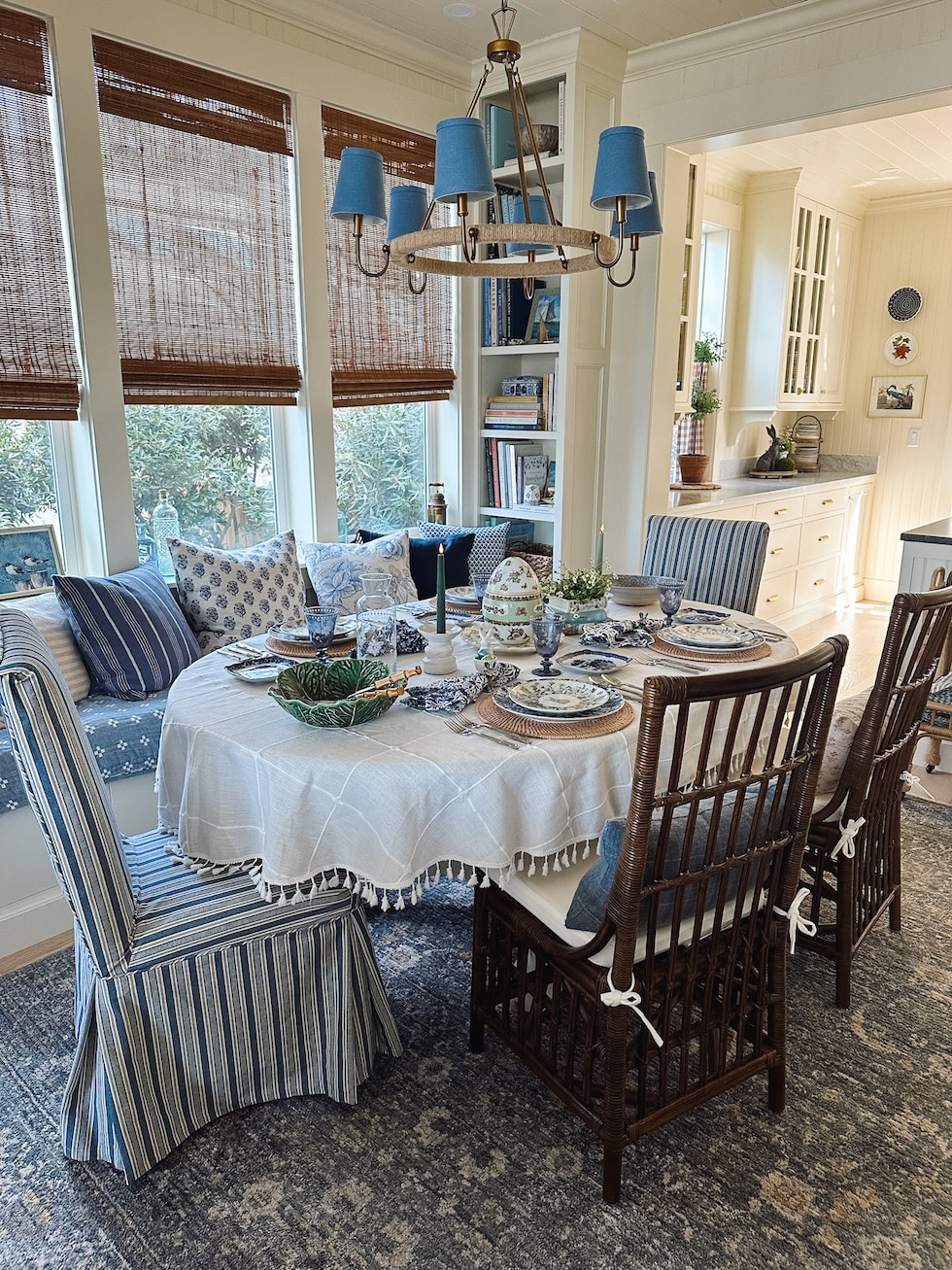 Our Blue and White and Green Easter Table