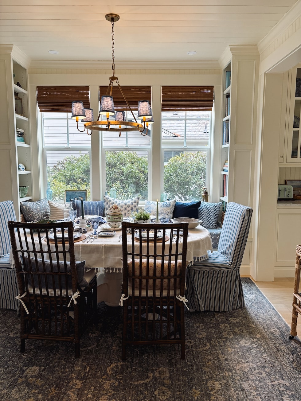 Our Blue and White and Green Easter Table