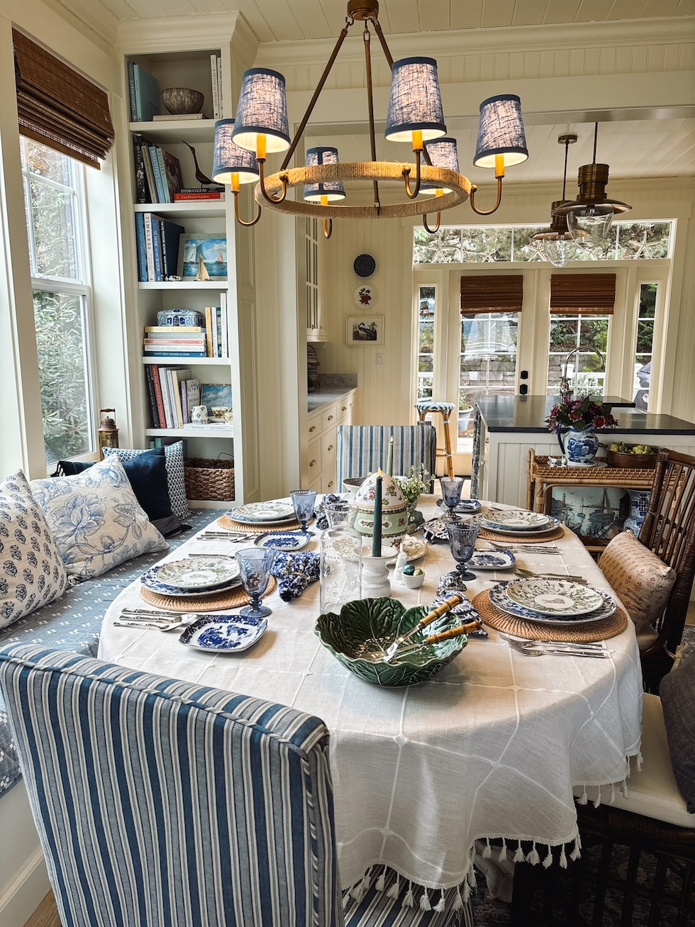 Our Blue and White and Green Easter Table