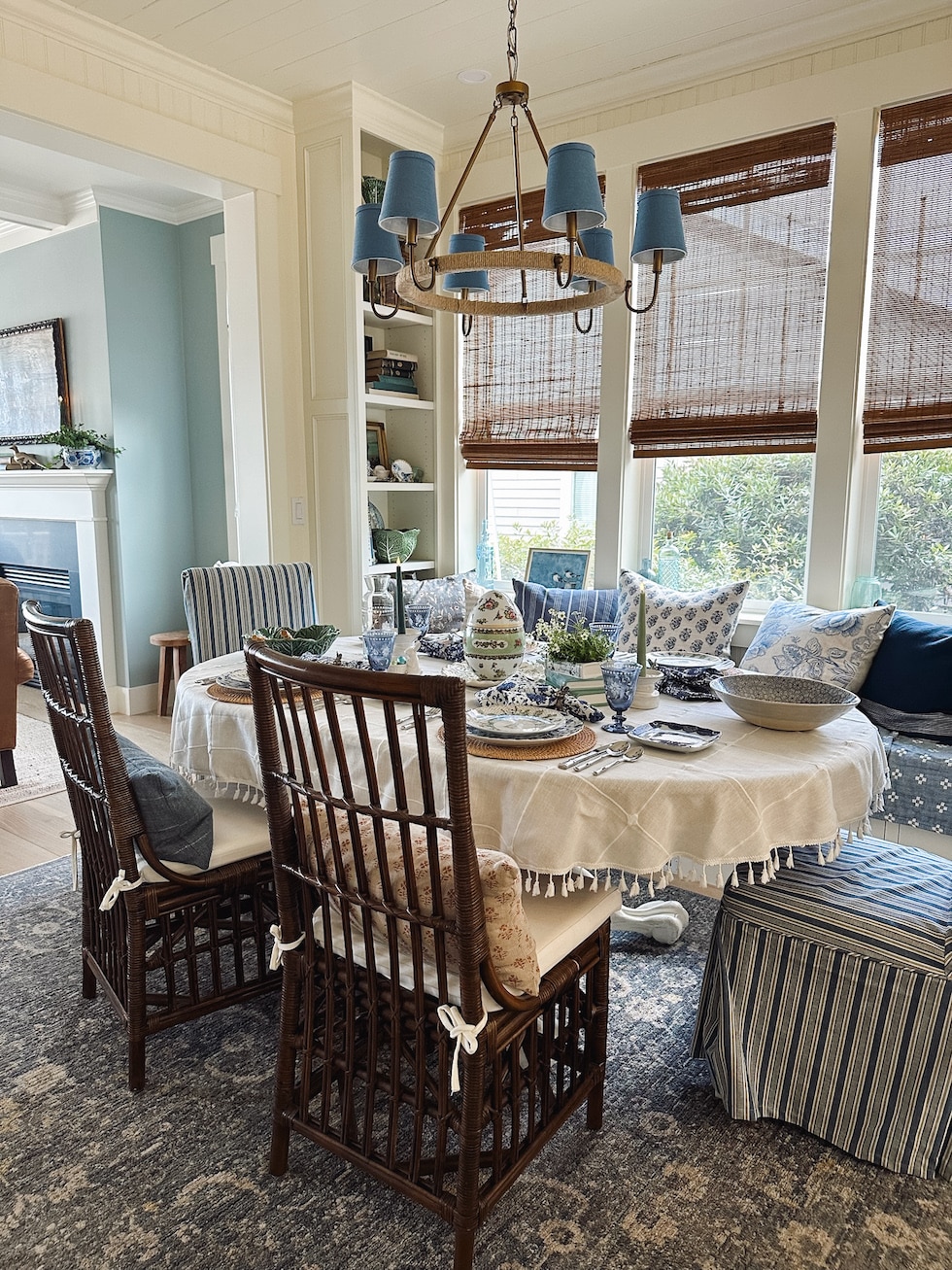 Our Blue and White and Green Easter Table