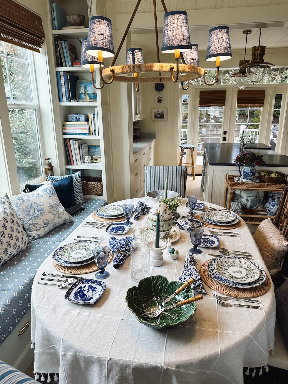 Our Blue and White and Green Easter Table