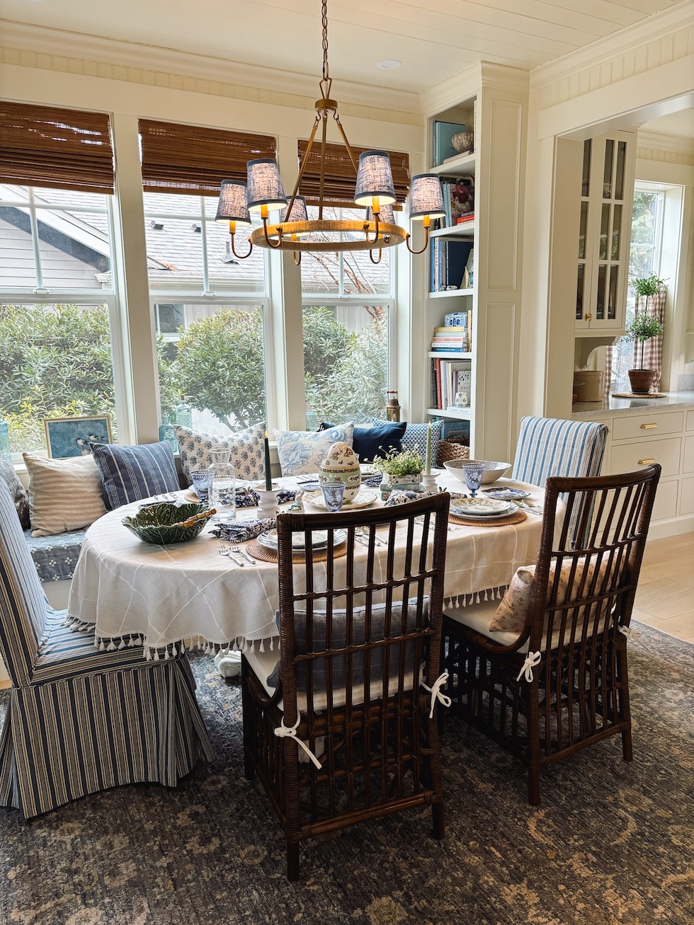 Our Blue and White and Green Easter Table