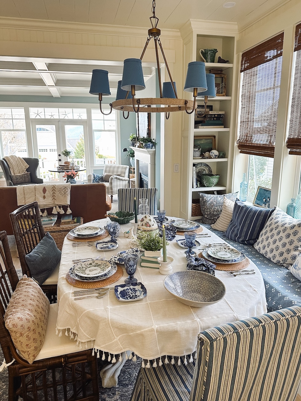 Our Blue and White and Green Easter Table