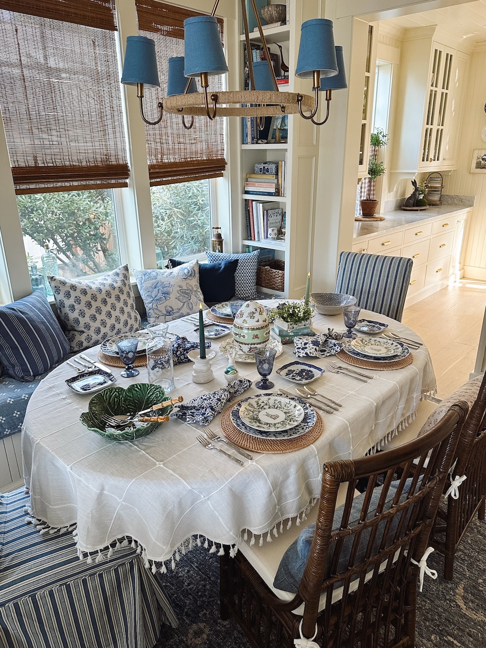 Our Blue and White and Green Easter Table
