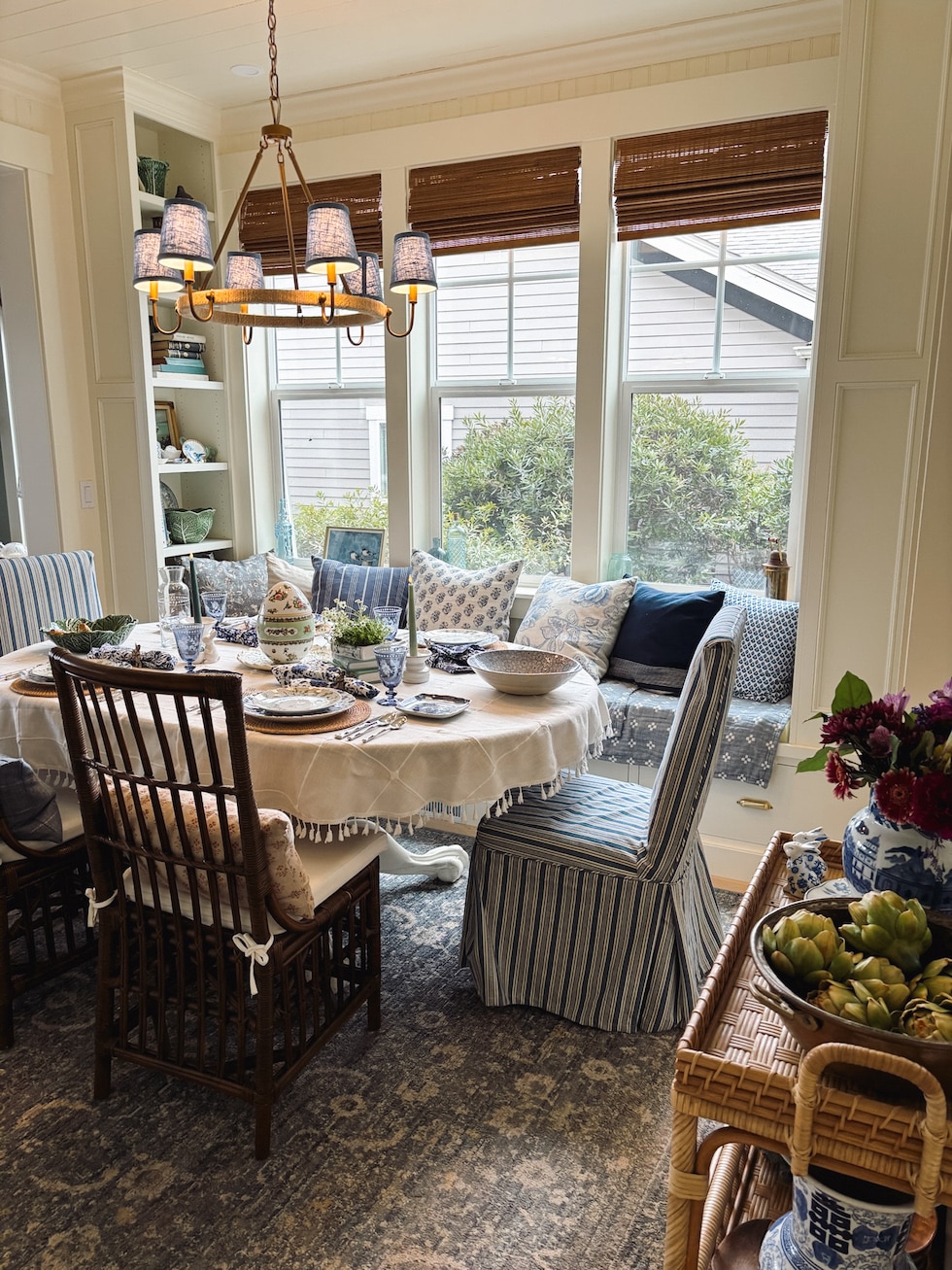 Our Blue and White and Green Easter Table