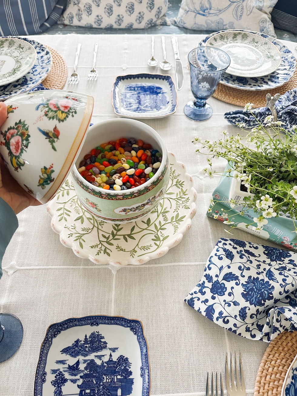 Our Blue and White and Green Easter Table