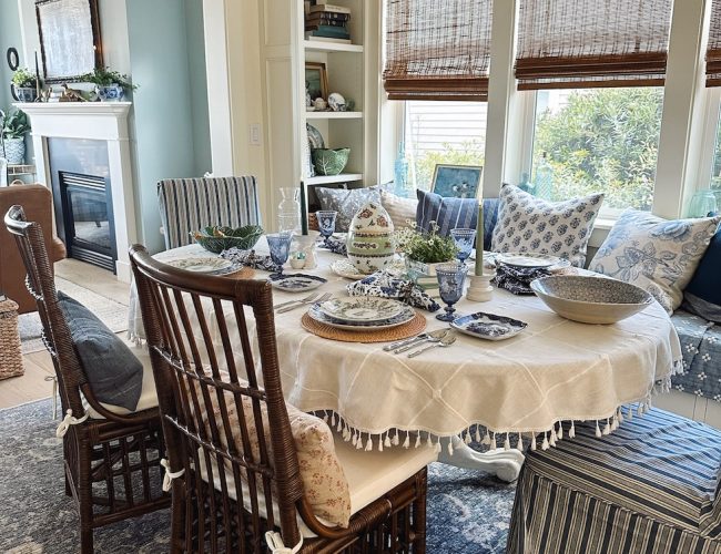 Our Blue and White and Green Easter Table