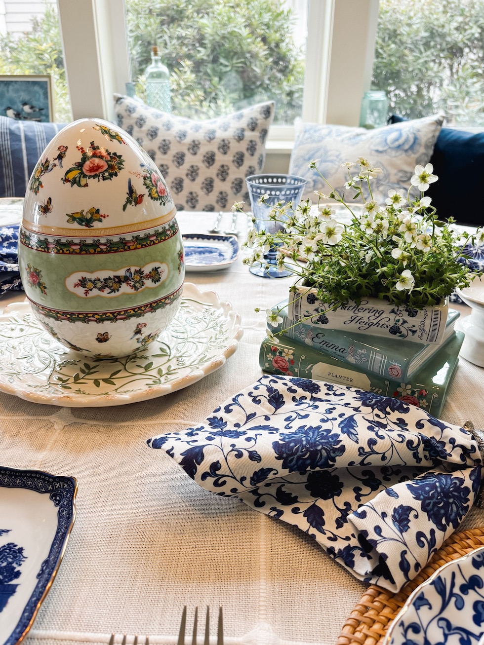 Our Blue and White and Green Easter Table