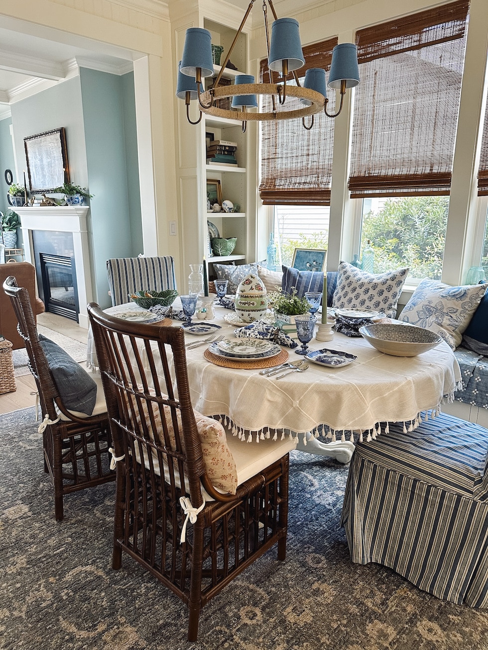 Our Blue and White and Green Easter Table